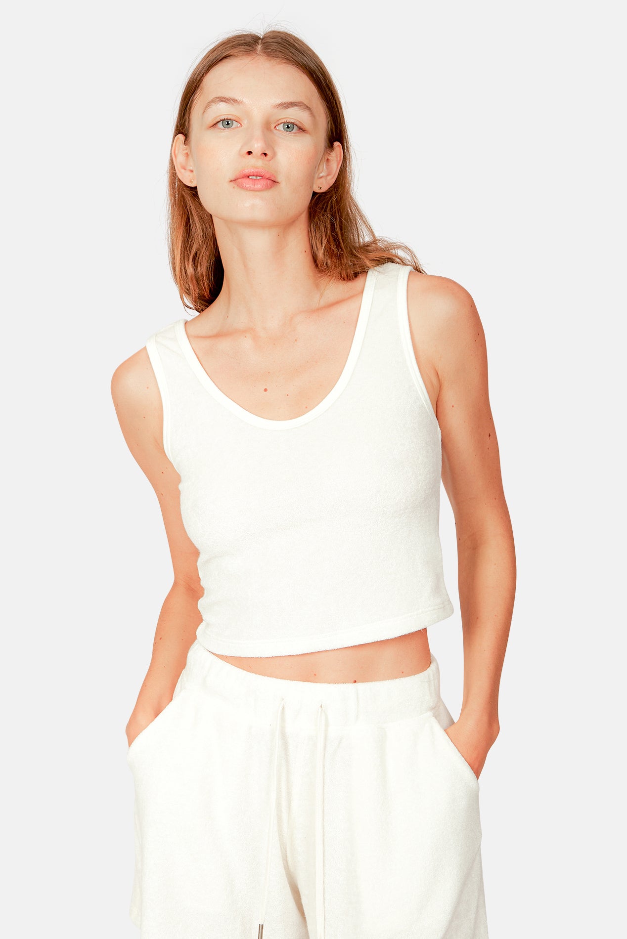 Cropped Scoop Neck Tank Ivory