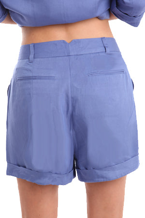 Charlotte Ronson High Waisted Shorts in Cerulean - blueandcream