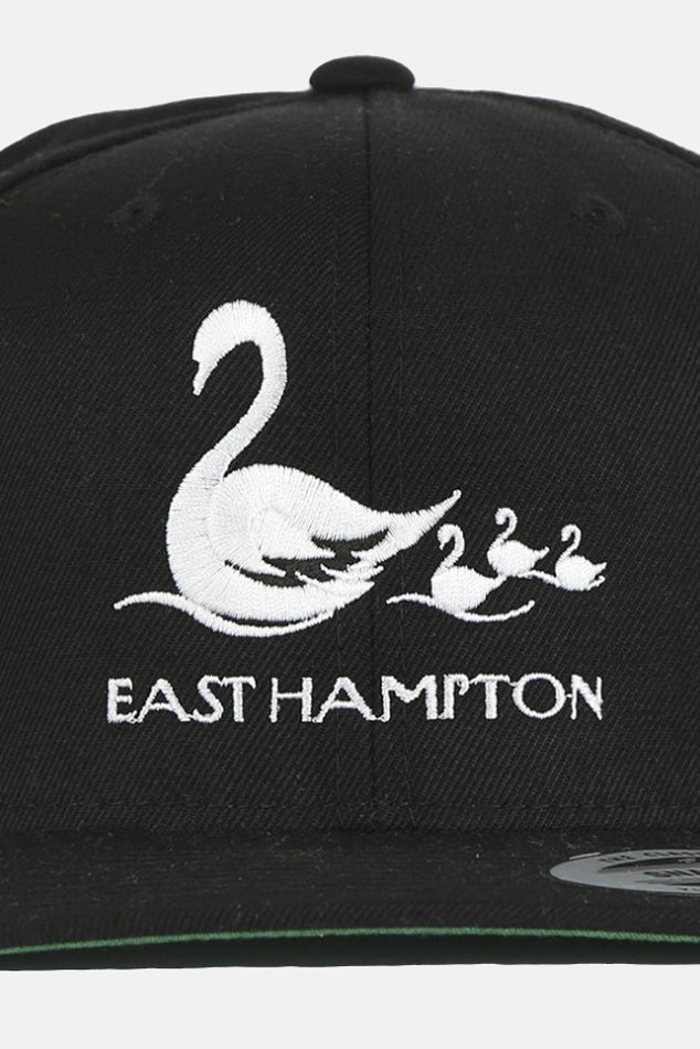 East Hampton Goose Snapback Black/White Font - blueandcream