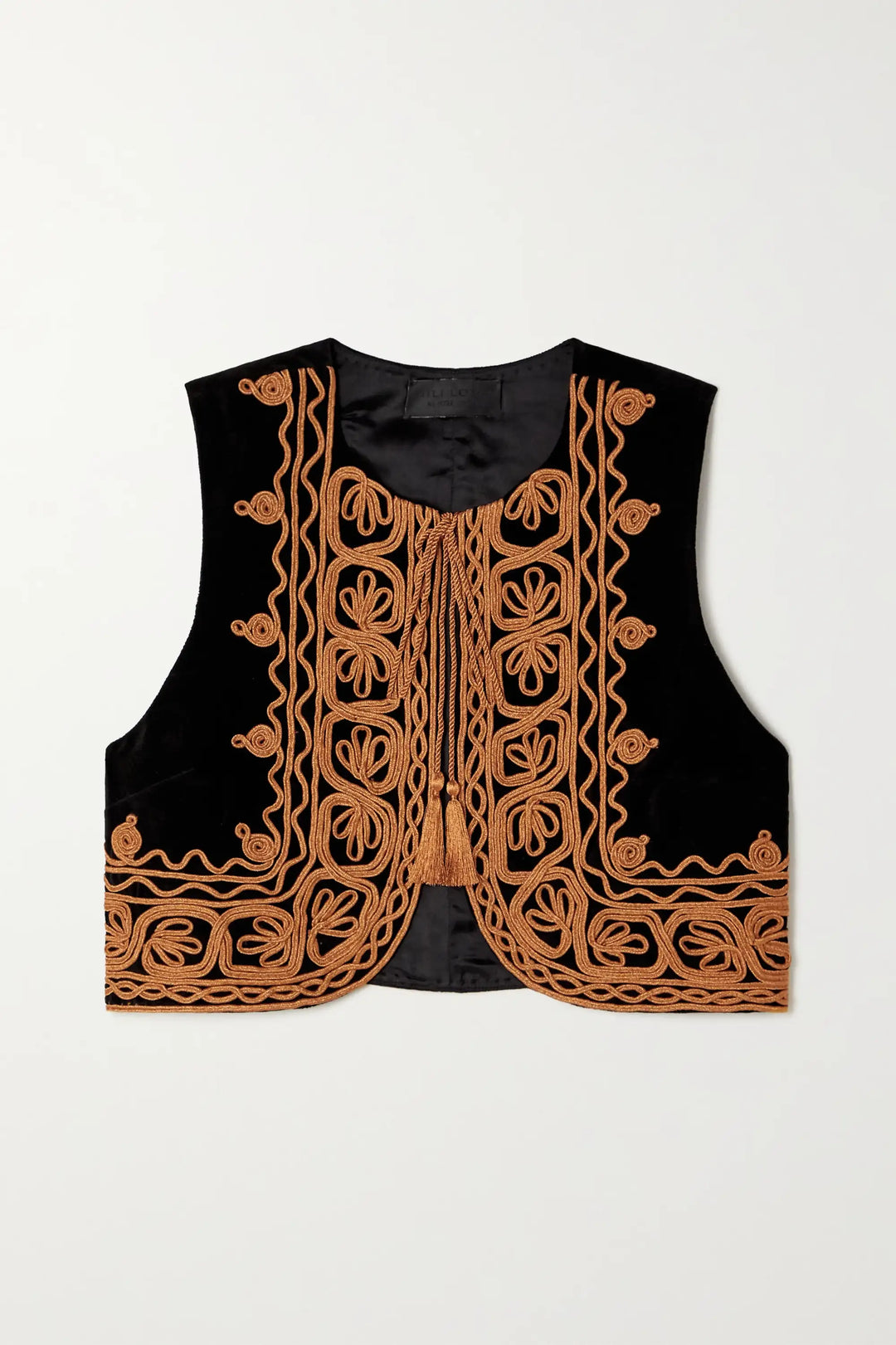 Audette Embroidered Vest Black/Gold - blueandcream