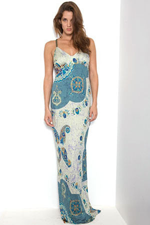 Yigal Azrouel Printed Silk Multi Gown - blueandcream